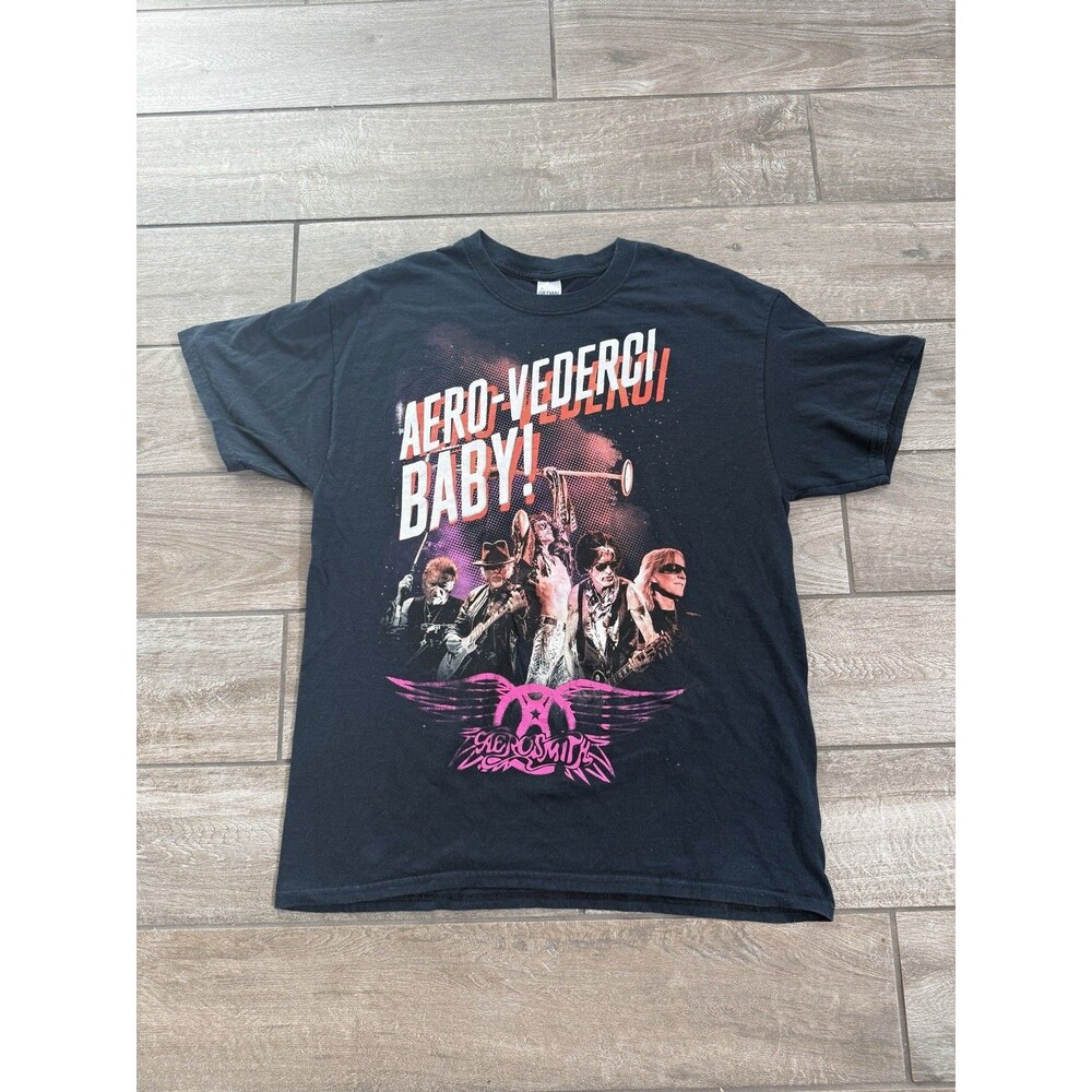 Aerosmith Aero-vederci 2017 Official Tour Shirt Adult Size Large Black EUC